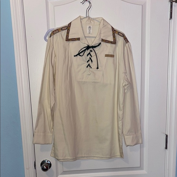 Vintage Cream and Black Button Down Blouse with Sailor Collar - Picture 1 of 9